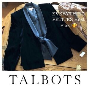 Black Velvet Blazer Top w Tuxedo Collar